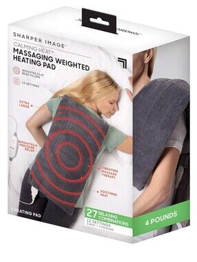 Sharper Image Gray Massaging Weighted Heating Pad